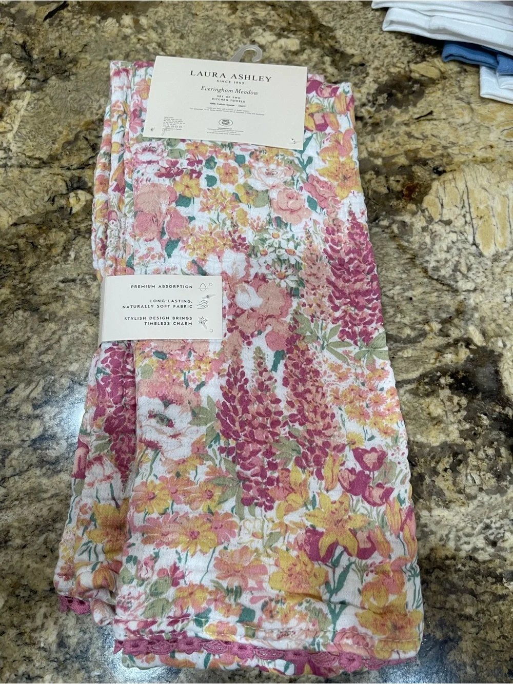 Laura Ashley Everinghan Meadow Cotton Gauze kitchen towel set - NEW